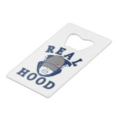 青実在灰色フードフード付きスウェットシャツ クレジットカード栓抜き (裏面アングル)