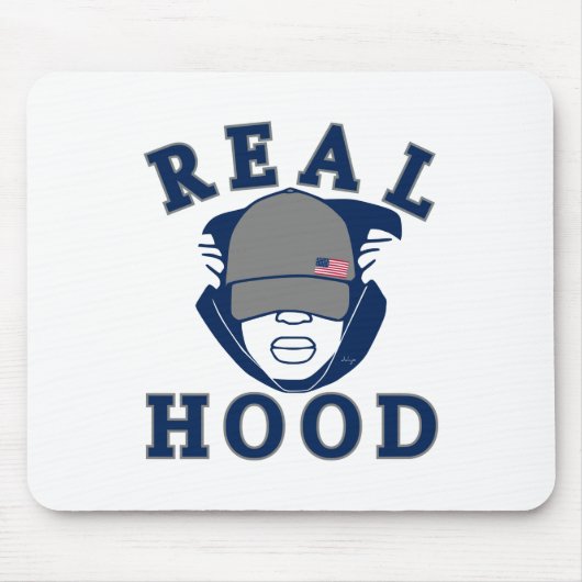 青実在灰色フードフード付きスウェットシャツ マウスパッド (正面)