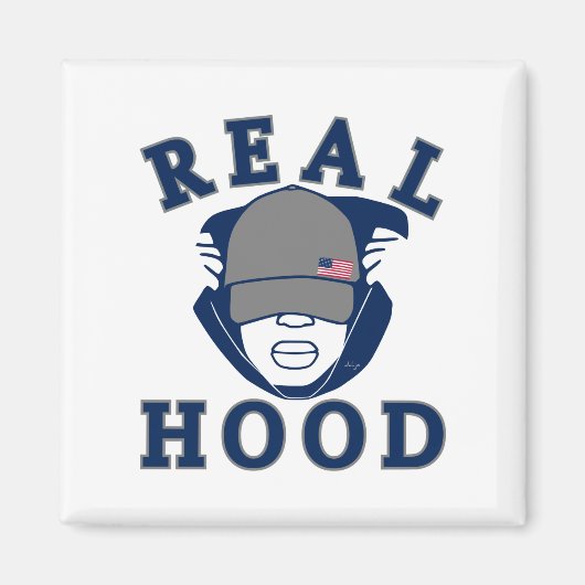 青実在灰色フードフード付きスウェットシャツ マグネット (正面)