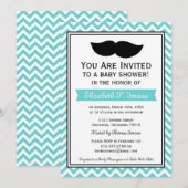青少年の口ひげの山型ベビーシャワー 招待状 (正面/裏面)
