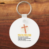 青少年の牧師、おもしろい牧師 キーホルダー (正面)