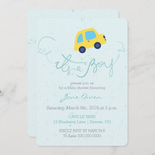 青少年バスの赤ちゃんシャワーの招待状だ 招待状 (正面/裏面)