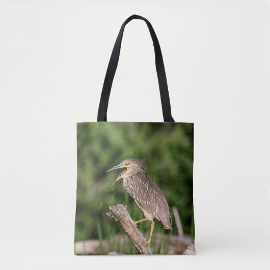 青少年ブラッククラウン付きナイトヘロン トートバッグ (正面)