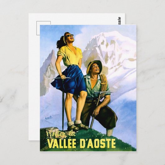 青山渓谷,登山夫婦。ヴィンテージ旅行 ポストカード (正面/裏面)