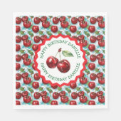青市松模様にさくらんぼパーソナライズされた模様 スタンダードランチョンナプキン (正面)