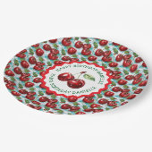 青市松模様にさくらんぼパーソナライズされた模様 ペーパープレート (アングル)