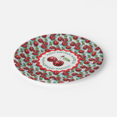 青市松模様にさくらんぼパーソナライズされた模様 ペーパープレート (アングル)