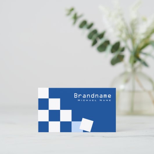 青市松模様にと白モダン写真スタイリッシュ 名刺 (スタンド正面)