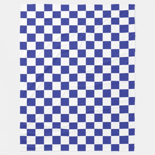 青市松模様にと白 フリースブランケット (正面)