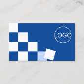 青市松模様にと白、ロゴと写真スタイリッシュ 名刺 (正面)
