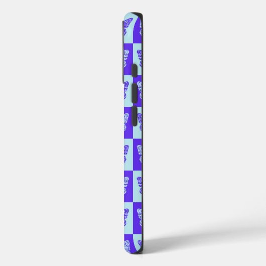 青市松模様にと紫の蝶のパターン Case-Mate iPhoneケース (裏面 / 左)