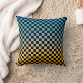 青市松模様にと黄色の夕日 クッション (ブランケット)