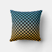 青市松模様にと黄色の夕日 クッション (裏面)