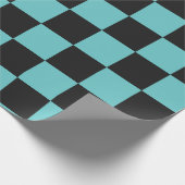 青市松模様にと黒の包み紙 ラッピングペーパー (角)