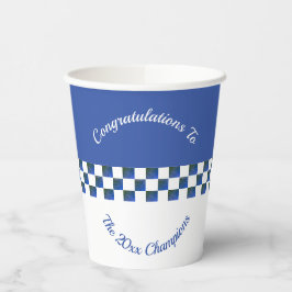 青市松模様に白のレースをテーマにしたデザイン 紙コップ