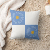 青市松模様に白の花枕 クッション (ブランケット)