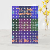 青市松模様に紫アートプリント カード (黄色い花)