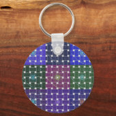 青市松模様に紫アートプリント キーホルダー (正面)