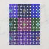 青市松模様に紫アートプリント ポストカード (正面)