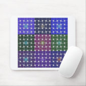 青市松模様に紫アートプリント マウスパッド (マウス)