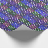 青市松模様に紫アートプリント ラッピングペーパー (角)