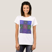 青市松模様に紫アートプリント Tシャツ (正面フル)