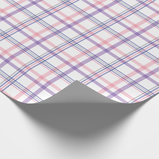 青市松模様に紫ピンクの繊細な模様 ラッピングペーパー (角)