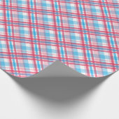 青市松模様に赤ピンクの華麗な模様 ラッピングペーパー (角)