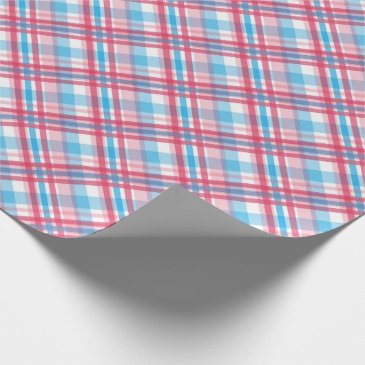 青市松模様に赤ピンクの華麗な模様 ラッピングペーパー (角)