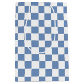 青市松模様に/グレーと白 ミディアムペーパーバッグ (正面)