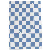 青市松模様に/グレーと白 ミディアムペーパーバッグ (裏面)