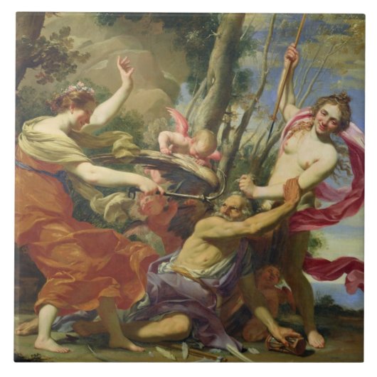 青年および美しいによって克服される時間 タイル (正面)