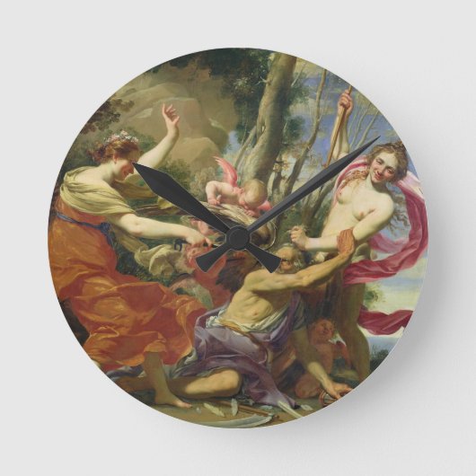 青年および美しいによって克服される時間 ラウンド壁時計 (正面)