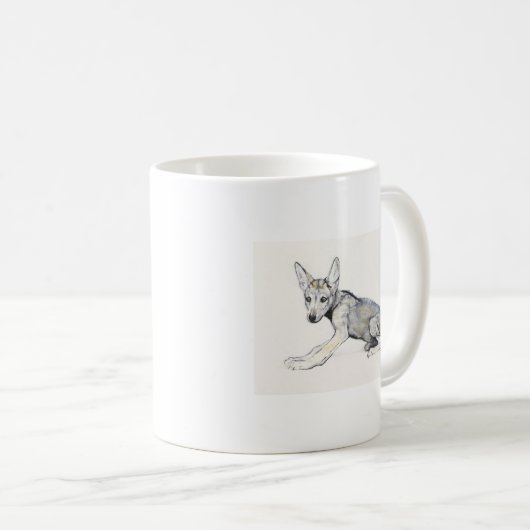 青年のアラビアのオオカミ子犬2009年 コーヒーマグカップ (正面右)