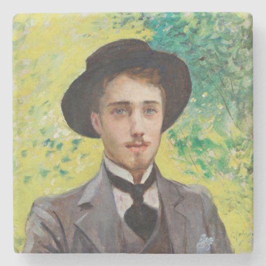 青年のポートレート(by Georges Rochegrosse) ストーンコースター (正面)