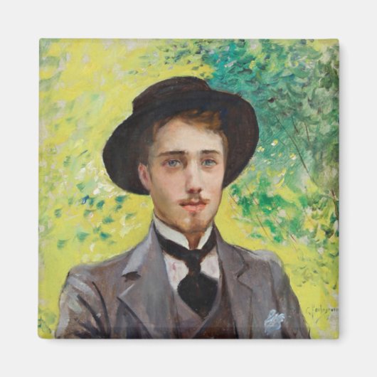 青年のポートレート(by Georges Rochegrosse) マグネット (正面)