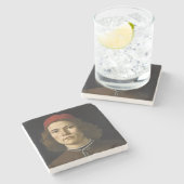 青年のポートレート(Sandro Botticelli著) ストーンコースター (横)