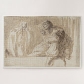 青年は指を上げ女を無意識に保つ ジグソーパズル (横)