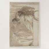 青年は指を上げ女を無意識に保つ ジグソーパズル (縦)