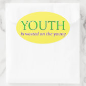 青年は若い時は水の泡だ 楕円形シール (バッグ)