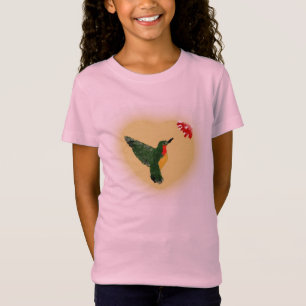 青年女の子のルビー喉のハチドリのティー Tシャツ