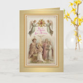 青年洗礼w/Jesus、洗礼者ヨハネの天使 カード (黄色い花)