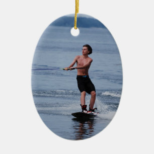 青年Wakeboardingのオーナメント セラミックオーナメント