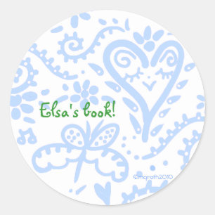 青幸せなハート蔵書票 ラウンドシール