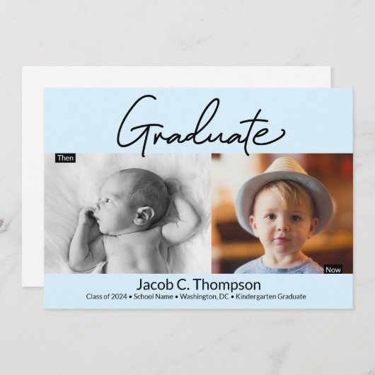 青幼稚園の卒業生と今の卒業写真 案内状 (正面/裏面)
