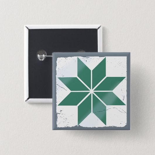 青幾何学花タイルスペインのボードゲーム 缶バッジ (正面&裏面)