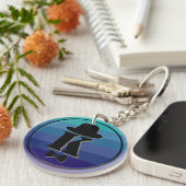 青弓の紳士の名前グラデーションイニシャルモノグラム キーホルダー (正面右)