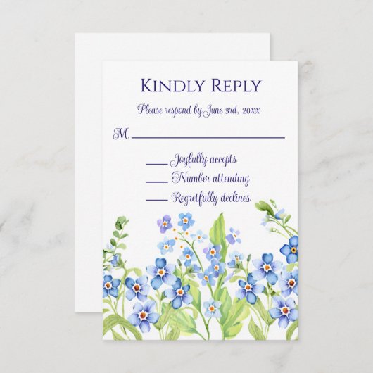 青忘れい私は水の色ではない結婚式RSVPカード 招待状 (正面/裏面)