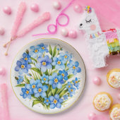 青忘れい花はエレガントない ペーパープレート (パーティー)