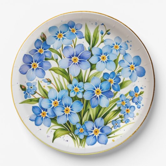 青忘れい花はエレガントない ペーパープレート (正面)